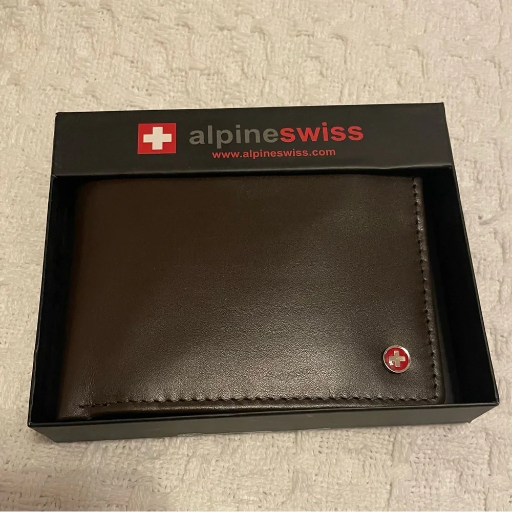 Alpine Swiss Dark Brown Leather‎ Card Holder